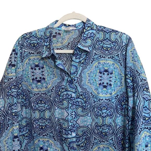 Coldwater Creek Plus Size 1X 18 Multicolor Paisley Print Button Up Shirt Blouse - Picture 2 of 7